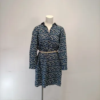 Robe Tie and Dy - S tex - bleu et blanche - robe boutonnée chemise - ceintrée à la taille A291