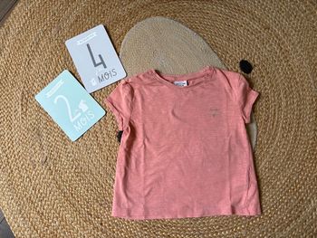 T-shirt MC rose corail bichette TAO tape à l’œil 2 ans 24 mois