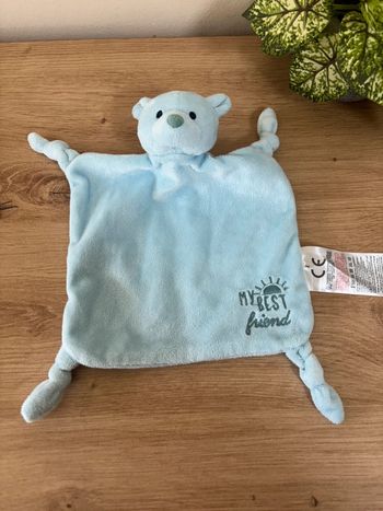 Doudou plat 4 noeuds  ours bleu my best friend kidiliz  z