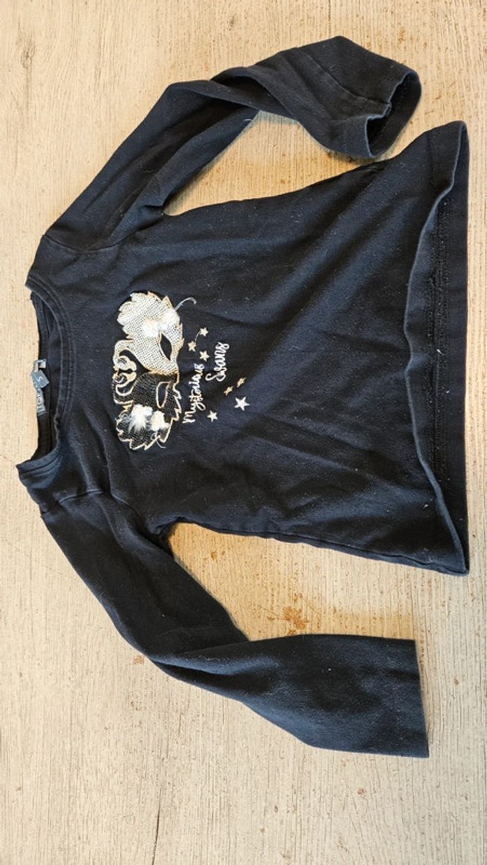 T shirt noir à manches longues, avec masque, TQF Collection, 5 ans - photo numéro 3