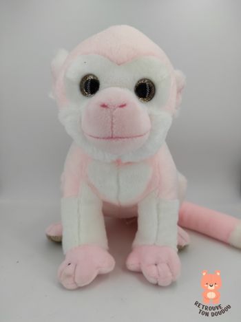 Peluche singe rose et blanc Petjes World