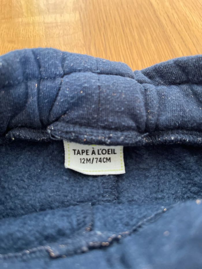 Lot de 2 joggings fille Tape à l’œil taille 12 mois marine pailleté et rose - photo numéro 4
