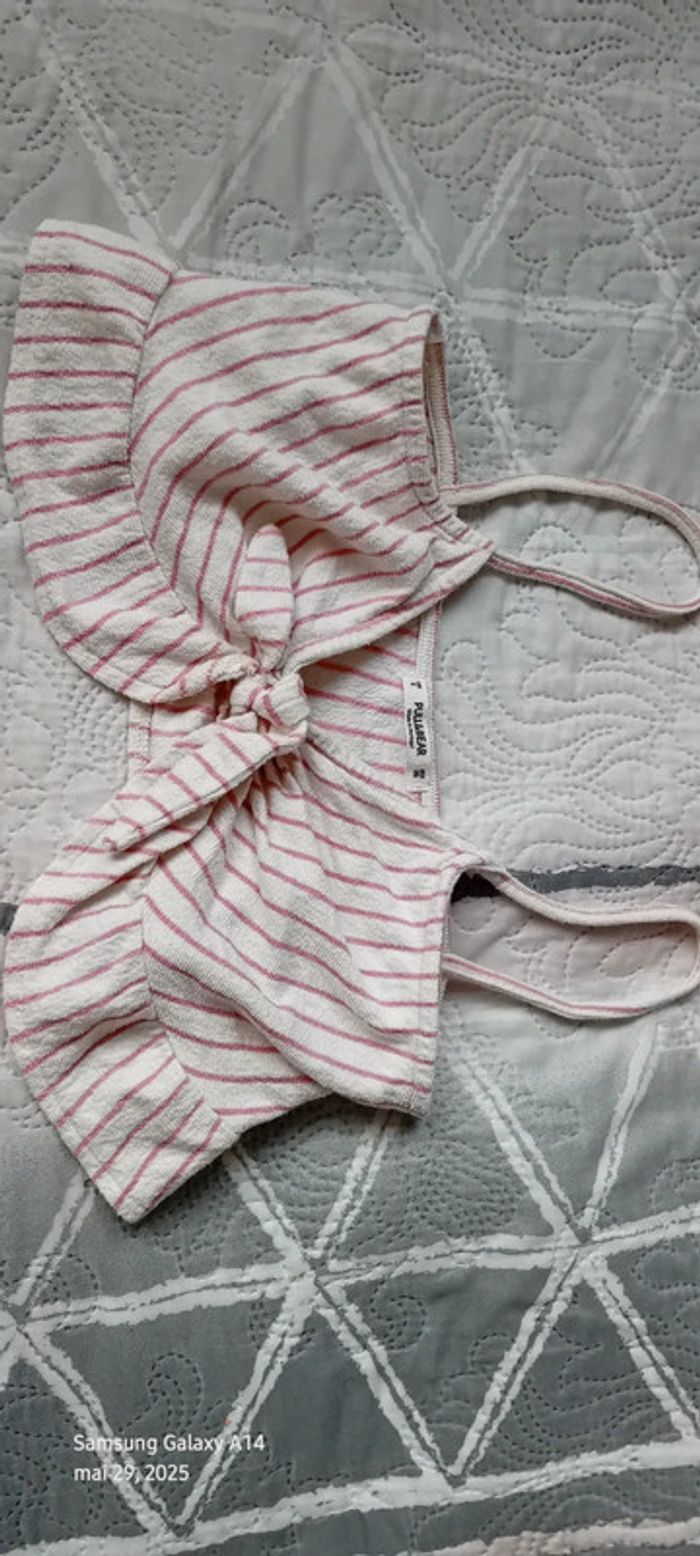Brassière fines bretelles avec noeud à rayures roses femme S pull & bear - photo numéro 11