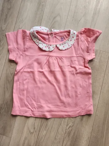 Tee shirt MC rose col Claudine 24mois