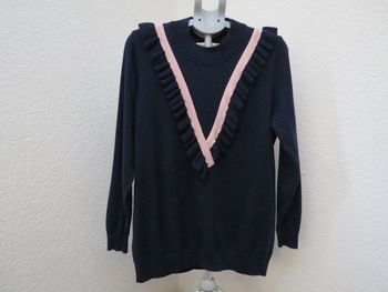 🧥 pull marine à volants rose poudré – manon baptiste 💕