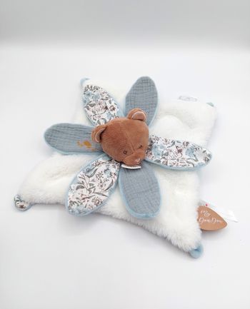Doudou et Compagnie ours pétale blanc bleu BOHAIME DC4023 lire description