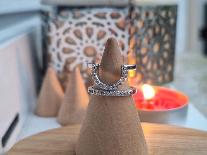 Bague Ongle avec strass en acier inoxydable Argentée ajustable - photo numéro 4