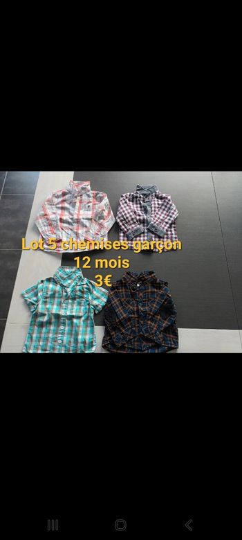 Lot 5 chemises garçon 12mois