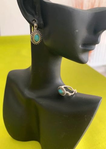 Boucles d’oreilles vintages bohèmes bleues turquoises et argentées