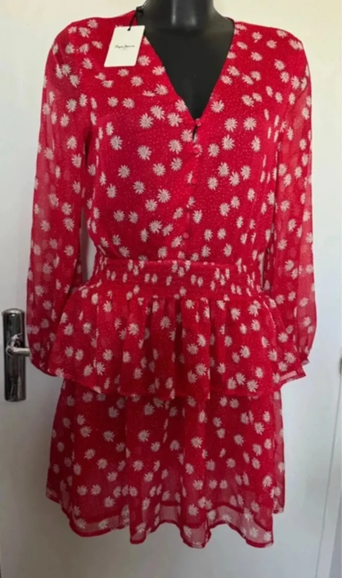 Robe froufrous rouge neuve Pépé Jeans 38
