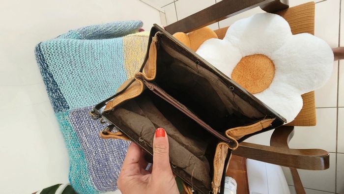 Adorable petit sac à main camel en cuir + bandoulière ajustable - photo numéro 3