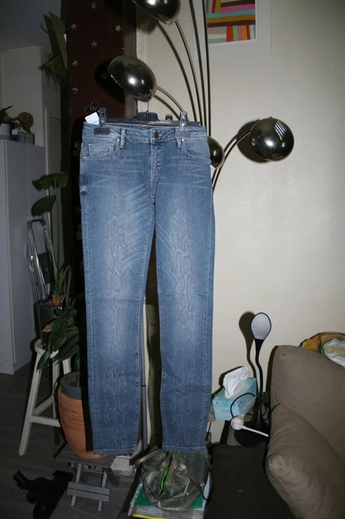 🌸👍Nouveauté 👍Jean skinny fit à motifs écailles Tendance Taille 36 "Benetton" Neuf 🌸