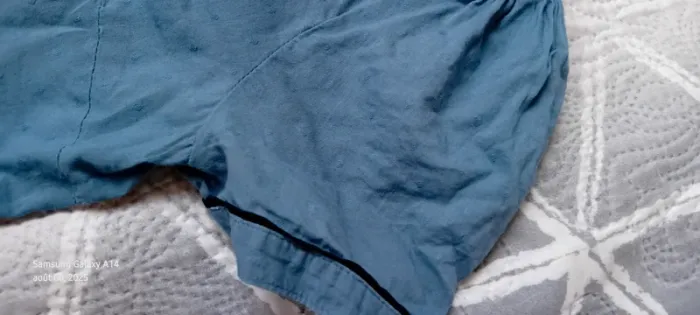 Blouse manches courtes col V avec boutons et broderies bleu femme 36 h&m - photo numéro 12