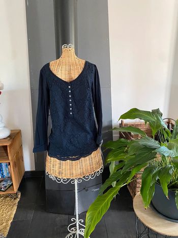 Tee shirt manches longues Abercrombie & Fitch marine à dentelle taille XS