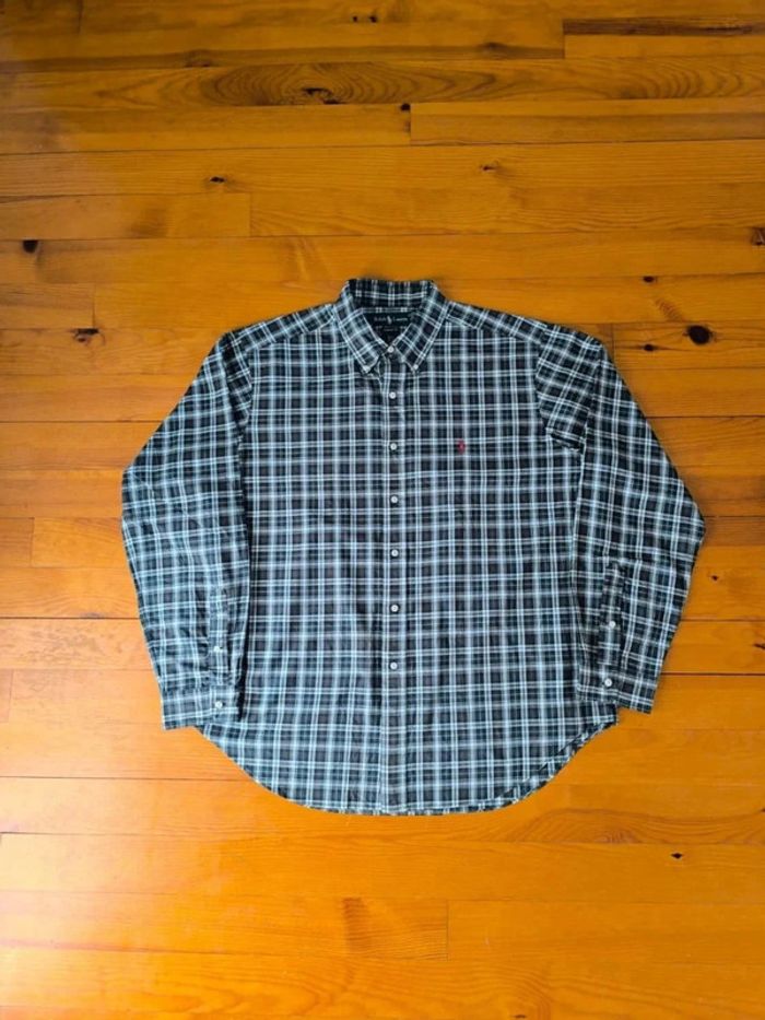 Chemise à carreaux - Ralph Lauren - Logo brodé rouge - Classic fit - Blanc, noir, bleu - Taille XL - photo numéro 3