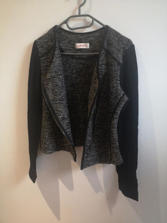 Veste noir brillante camaïeu - photo numéro 5