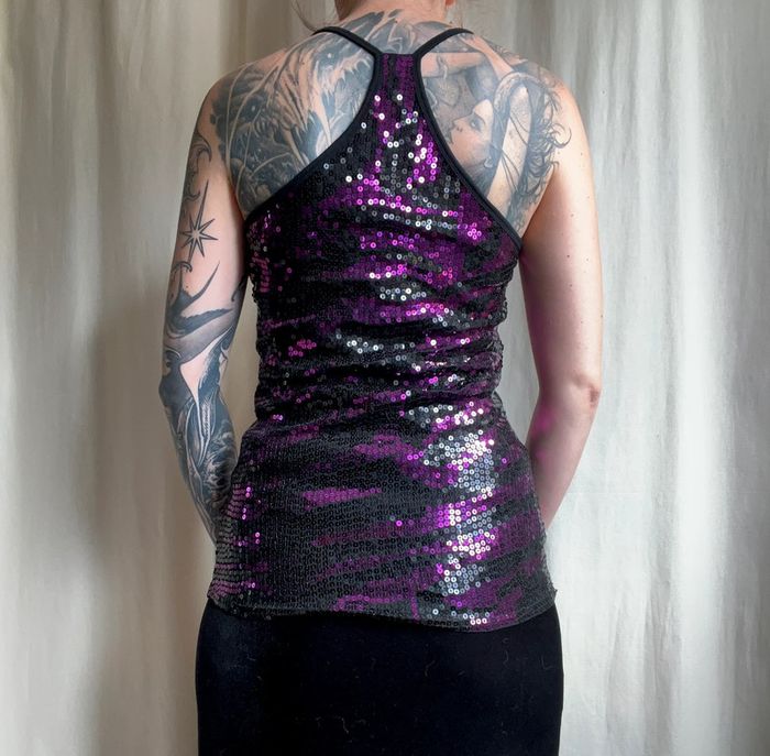 Débardeur sequins violet noir vintage y2k Summer Ibiza - Taille M - photo numéro 4