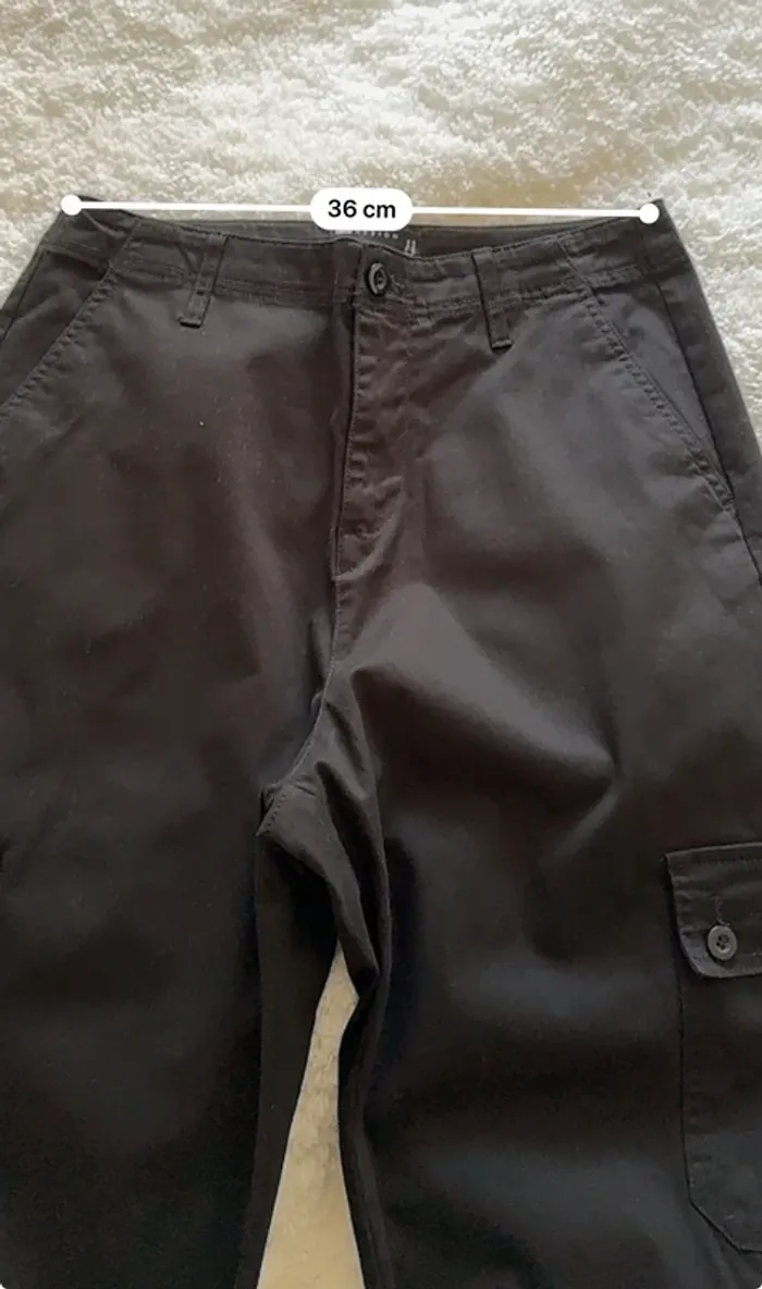 Pantalon cargo noir ASOS Design homme – Taille 38 FR W30 L34 – Longueur longue – Coton stretch - photo numéro 7