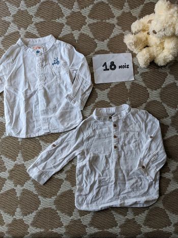 Lot de 2 chemises blanches 18 mois