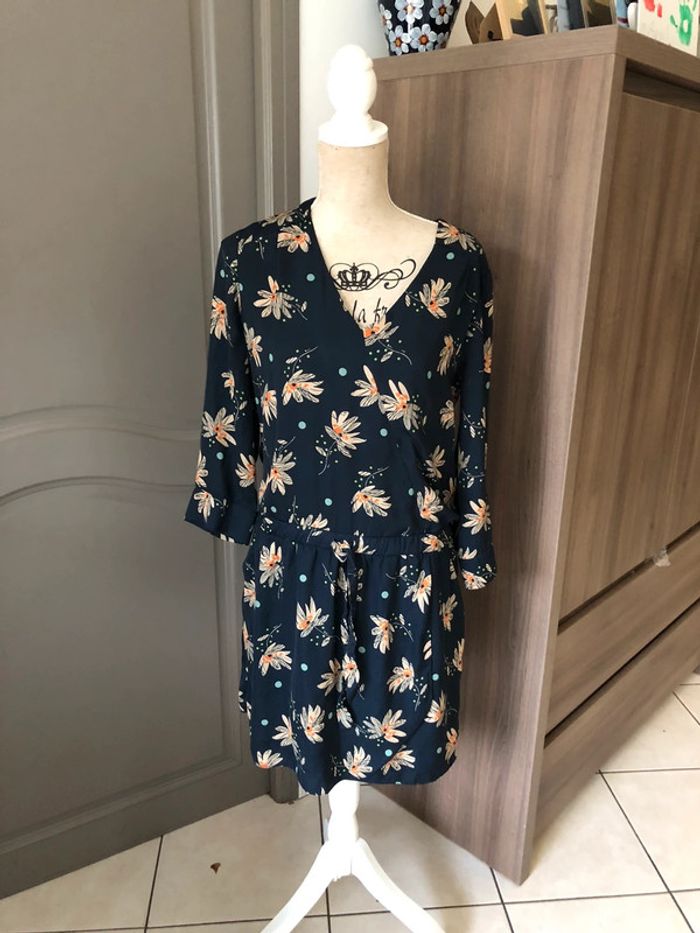 Robe été chic taille 42 marine beige impeccable