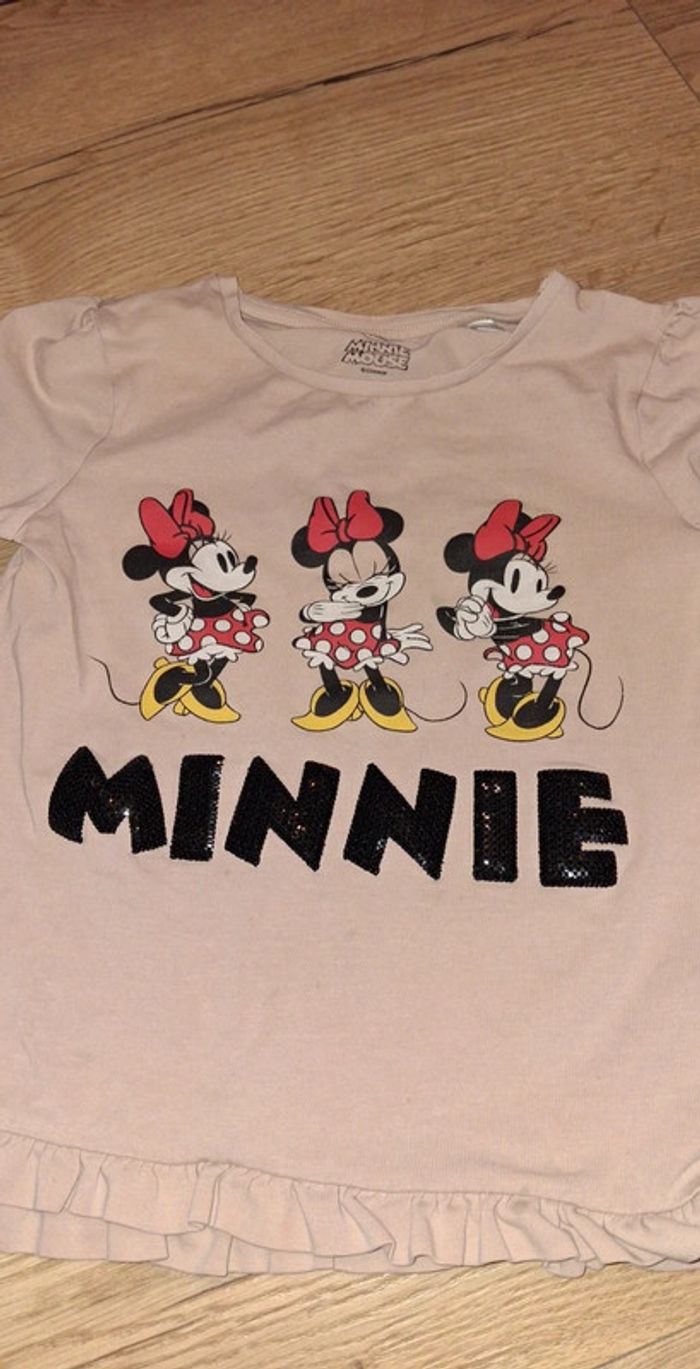 Haut manche longue rose poudrée taille 128 soit 8 ans disney minnie mouse - photo numéro 2