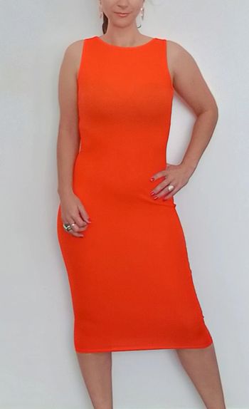 Robe moulante côtelée orange neuve