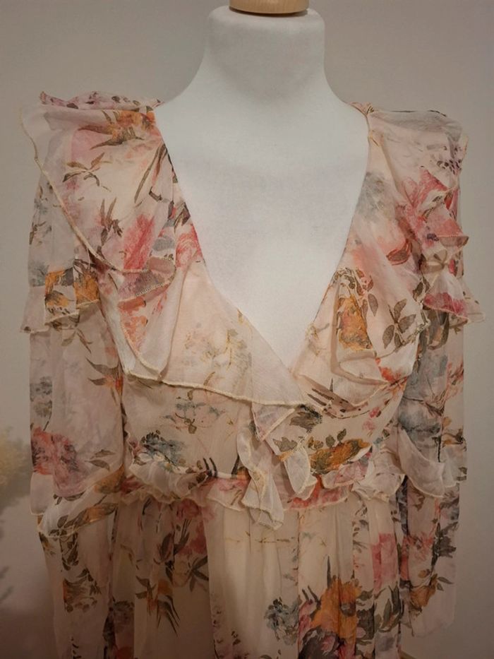 Robe longue rose pâle Fleurie volantée Golden Days taille S 36 - photo numéro 2