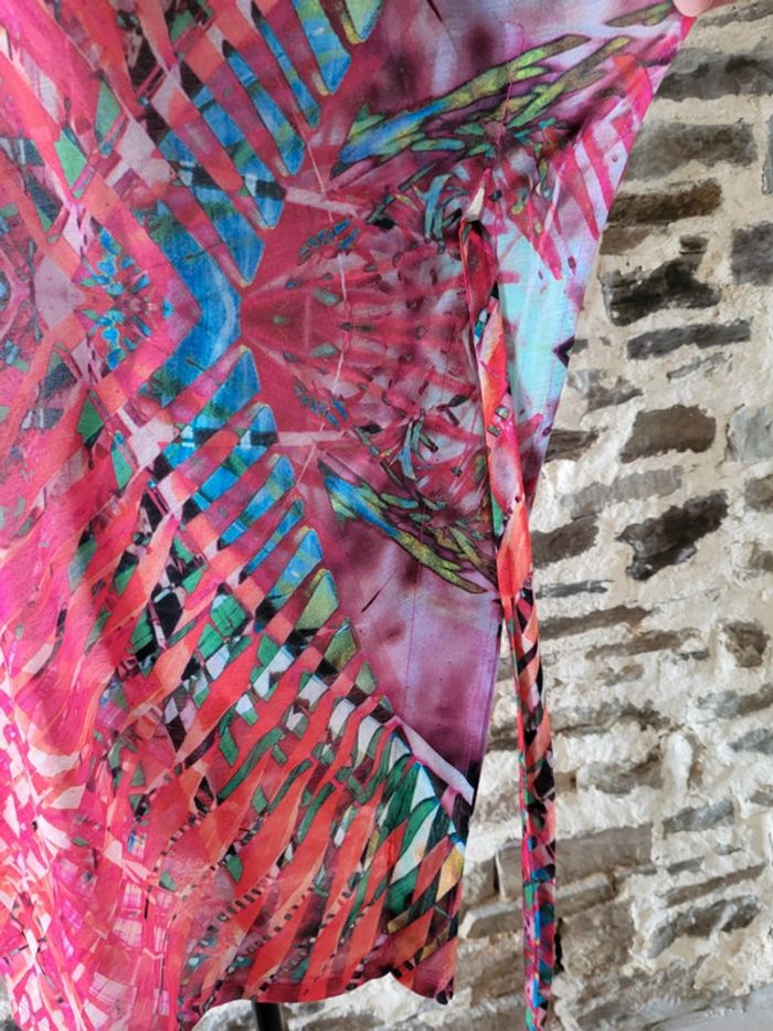 Tunique de plage style poncho sans manches rose fushia H&M Taille 34/36 - photo numéro 4