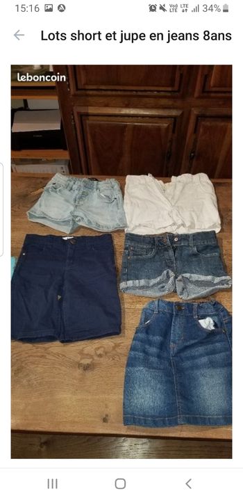 Lots short  et jupe en jean  fille
