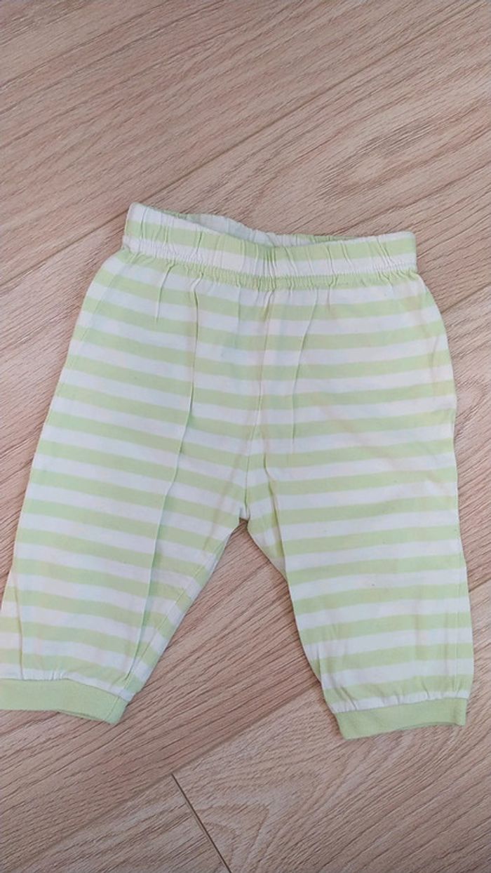 Pantalon vert rayé 3 mois poussin - photo numéro 2