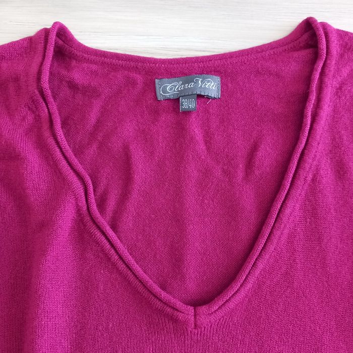 Pull femme avec col en V Mauve Clara Vitti taille M - photo numéro 2