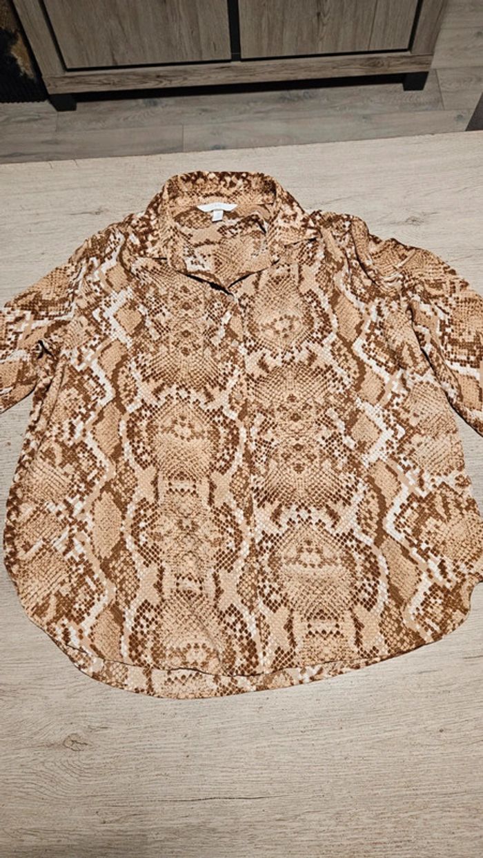 Chemisier léger femme style léopard à manches longues, H&M, 40, nickel - photo numéro 5