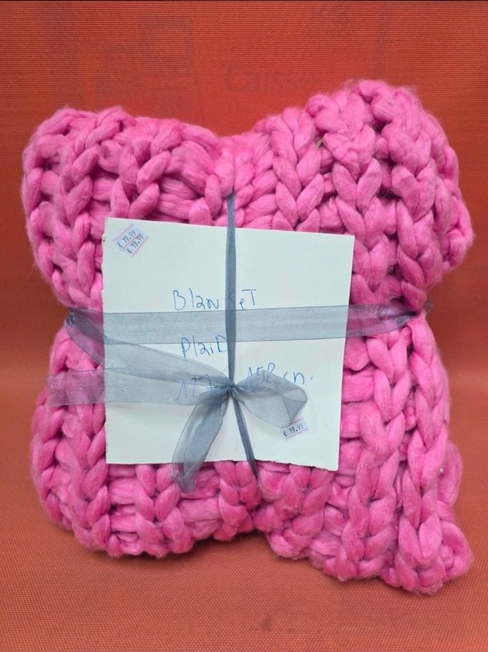 Plaid à Grosse Maille Tressée - Rose - Neuf