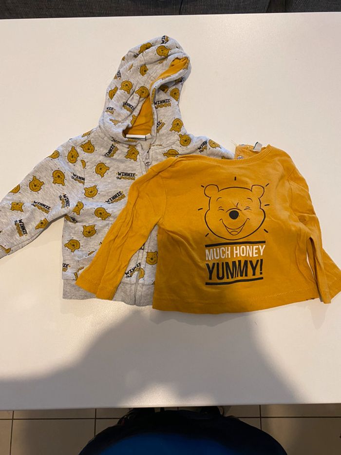 Lot gilet et teeshirt Winnie l’ourson Disney baby 6 mois