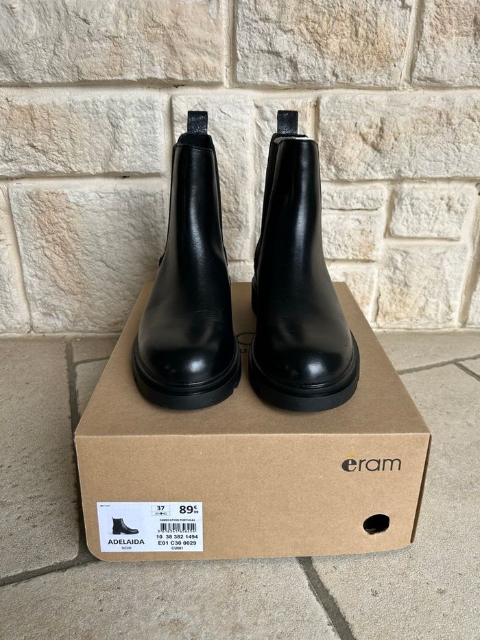 Bottines noires en cuir ERAM - photo numéro 2