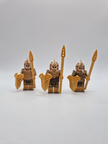Figurines type lego 3 guerriers elfes custom 3d résine seigneur des anneaux