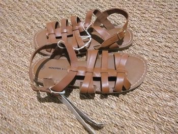 Sandales plates cuir marron Monoprix 36