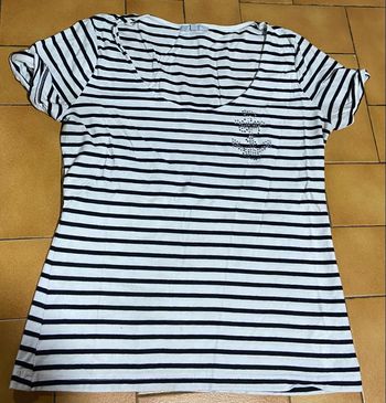 Tshirt rayé  noir et blanc strass 42 etam