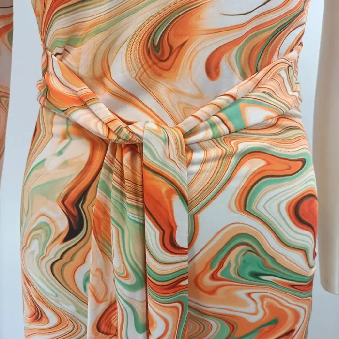 Robe longue vintage 90's - noue à la taille manches asymétriques - photo numéro 6