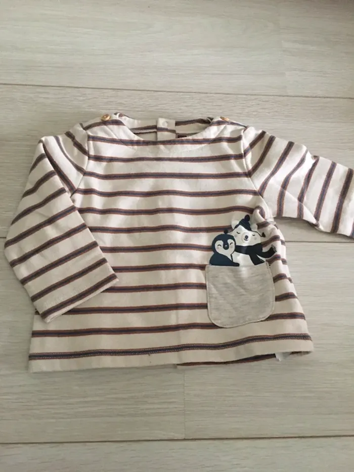 Ensemble salopette velours + t-shirt + pull 9 mois sergent major - photo numéro 9