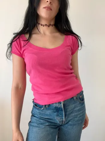 Top y2k années 2000 rose taille S en coton 🌸