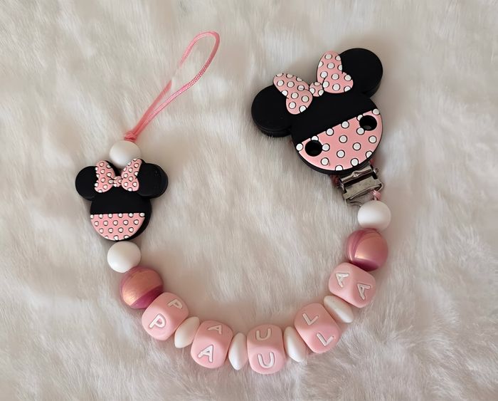 Attache sucette personnalisé en silicone minnie