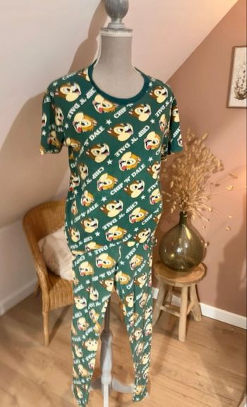 💚 Pyjama deux pièces vert – Motif Tic & Tac – Undiz – Taille S – Très bon état