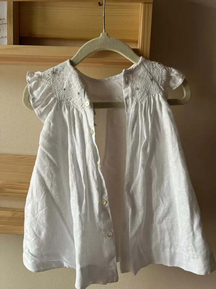 Robe + bloomer jacadi en Lin blanc 6 mois - photo numéro 8