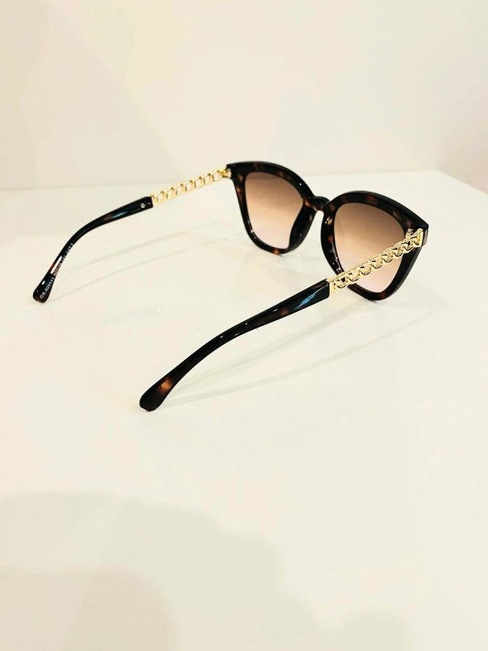 Lunette de soleil femme cats marron écaille verres transparents bras dorés uvprotection catégorie 2 - photo numéro 5