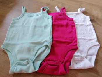 Lot de 3 bodies été à bretelles Gémo bébé fille 6 mois #espanolitinafille6mois