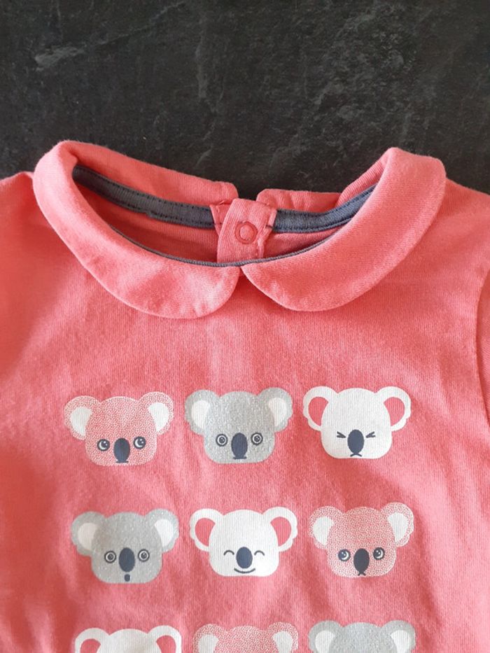 T-shirt fille manches longues corail koalas 12 mois - photo numéro 3