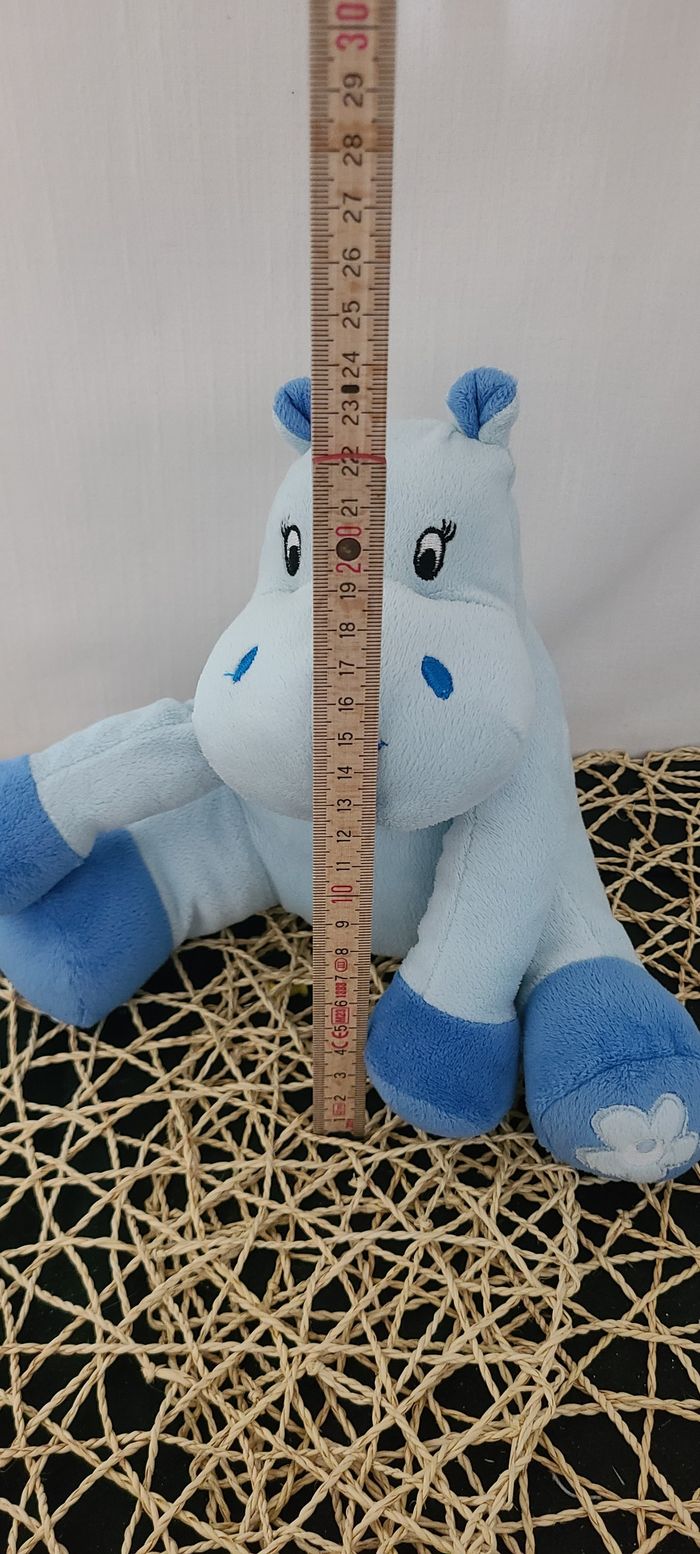 Doudou hippopotame bleu avec grelot arthur et lola BEBISOL - photo numéro 3