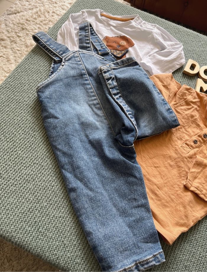 Ensemble salopette en jeans et haut en coton - photo numéro 3