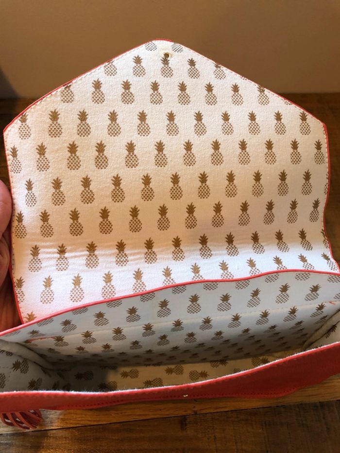 Sac bandoulière corail et tissu ananas - photo numéro 8